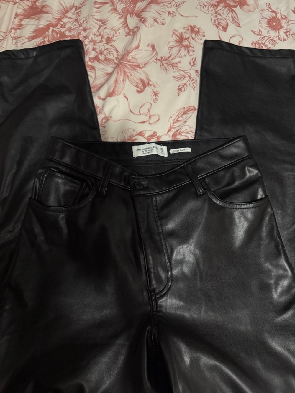 Abercrombie & Fitch Black Vegan Leather High-Rise Pants